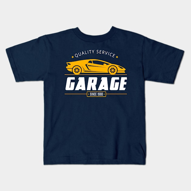 Car garage Kids T-Shirt by Brainable ART